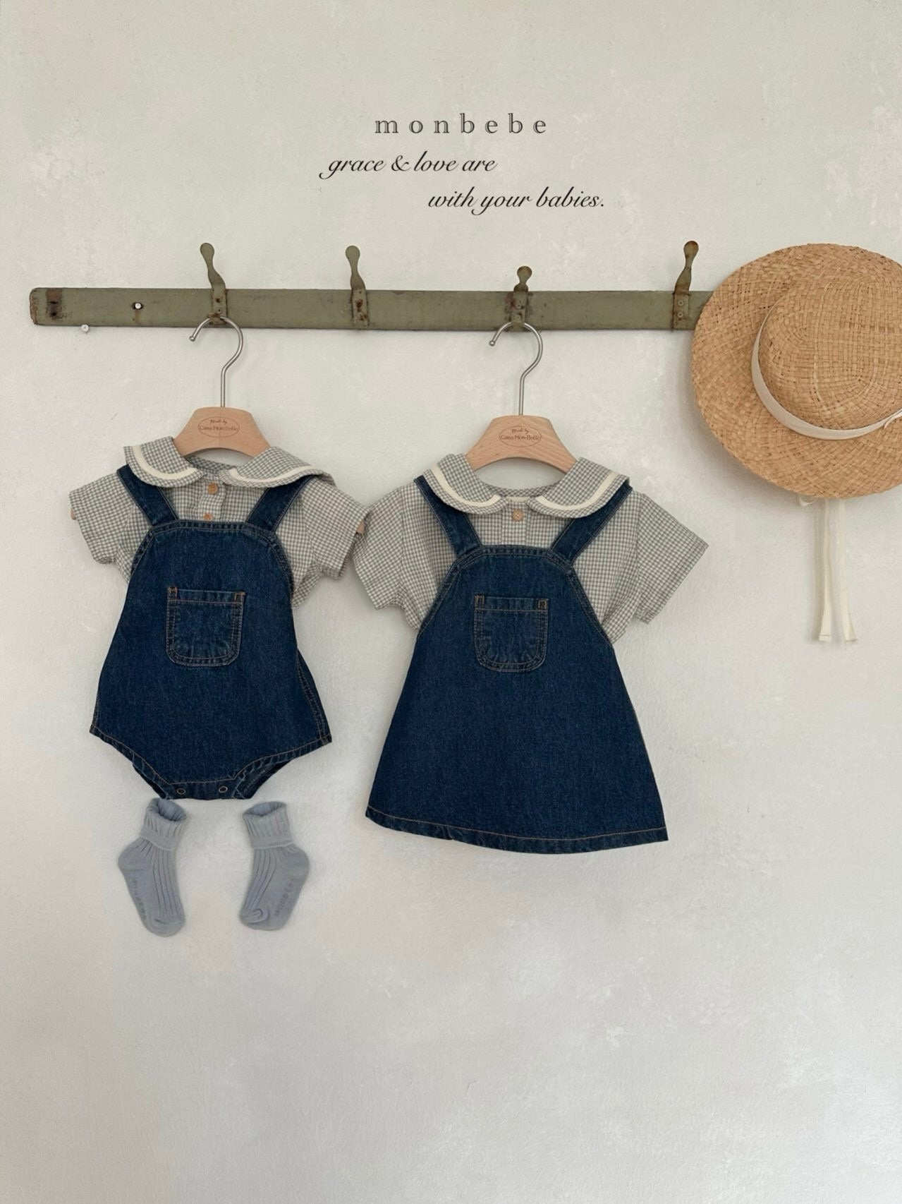 Checked sailor rompers