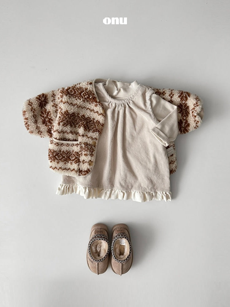 Corduroy frill one piece