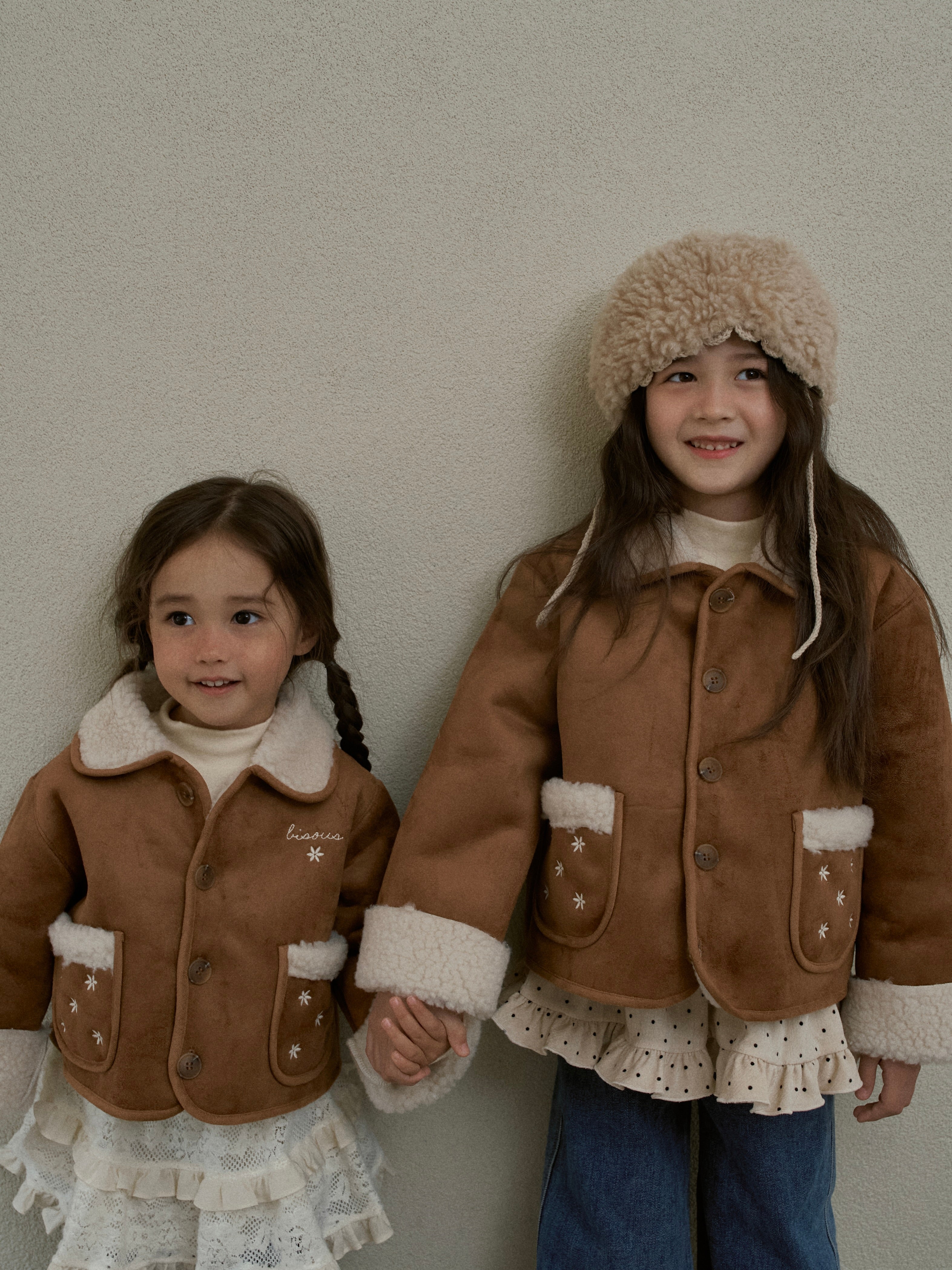 Flower shearling jacket