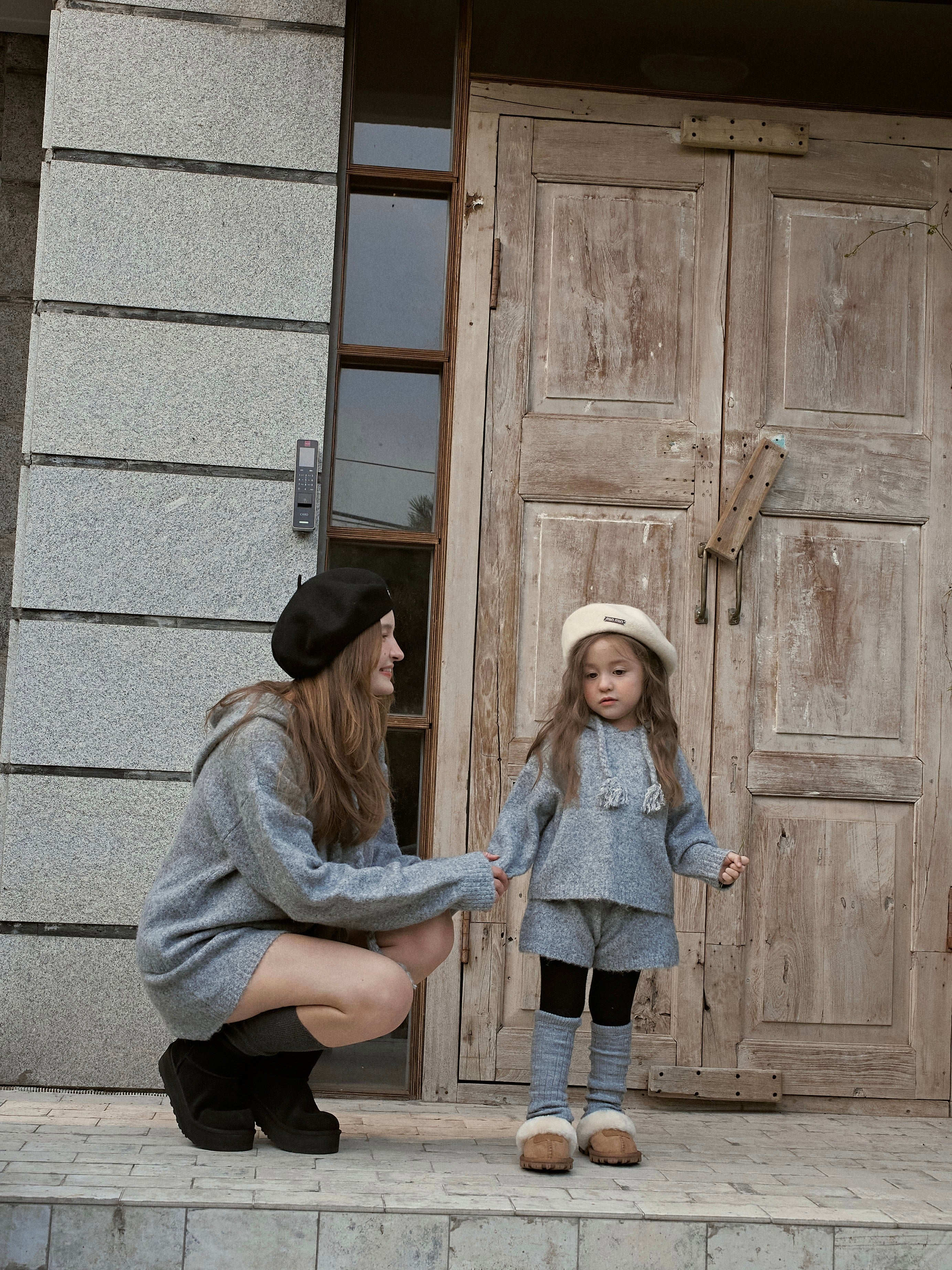 Knit hoodie set (kids and adult)