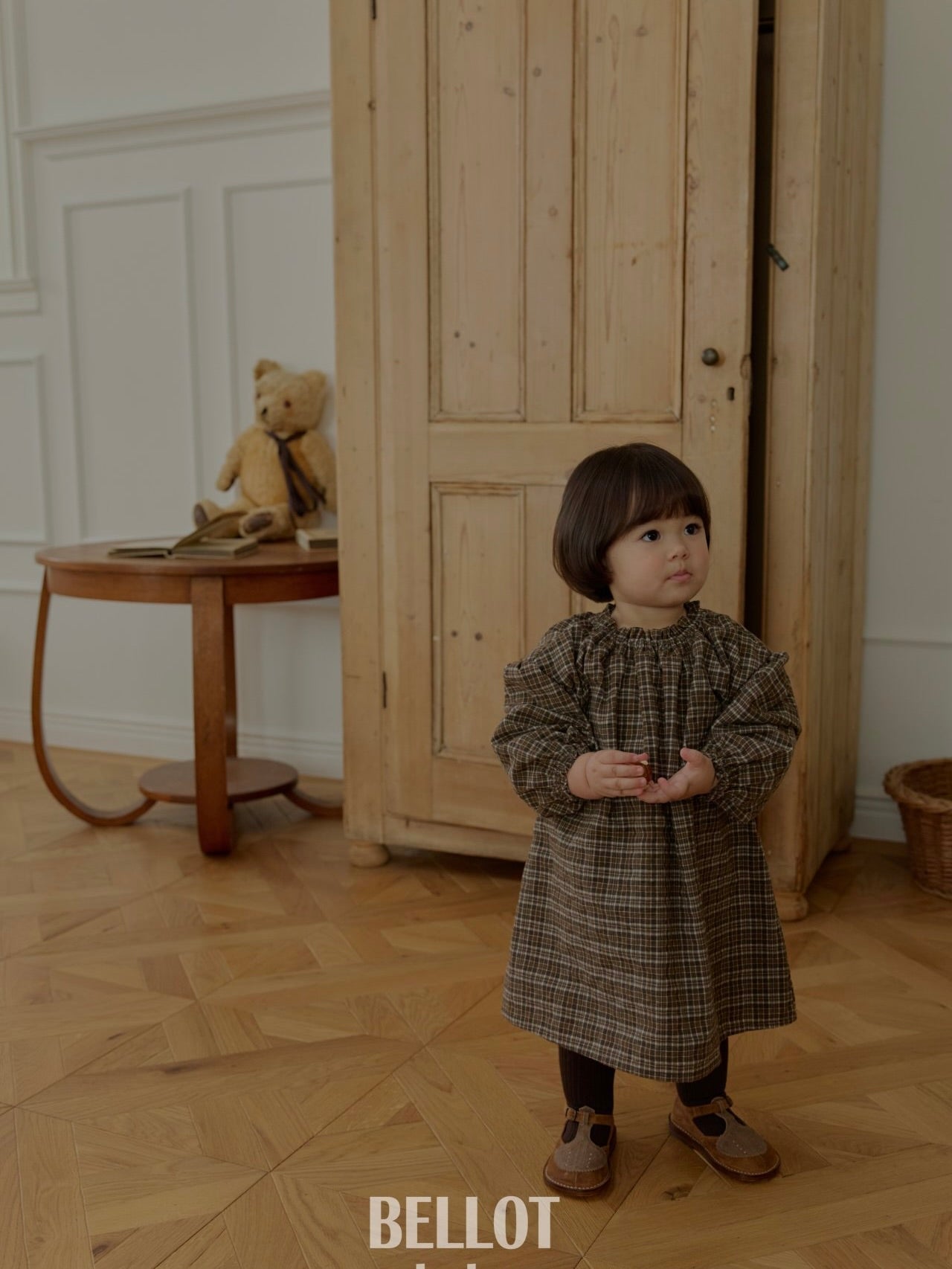 Peach check one piece