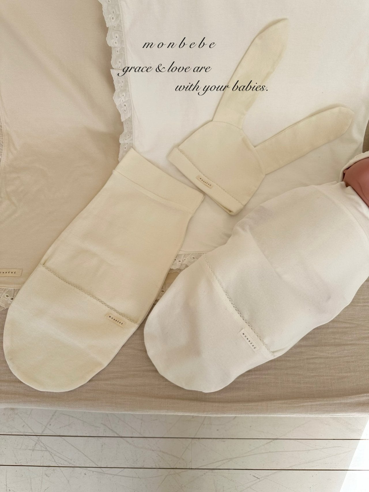 Baby cozy wrap and bunny beanie