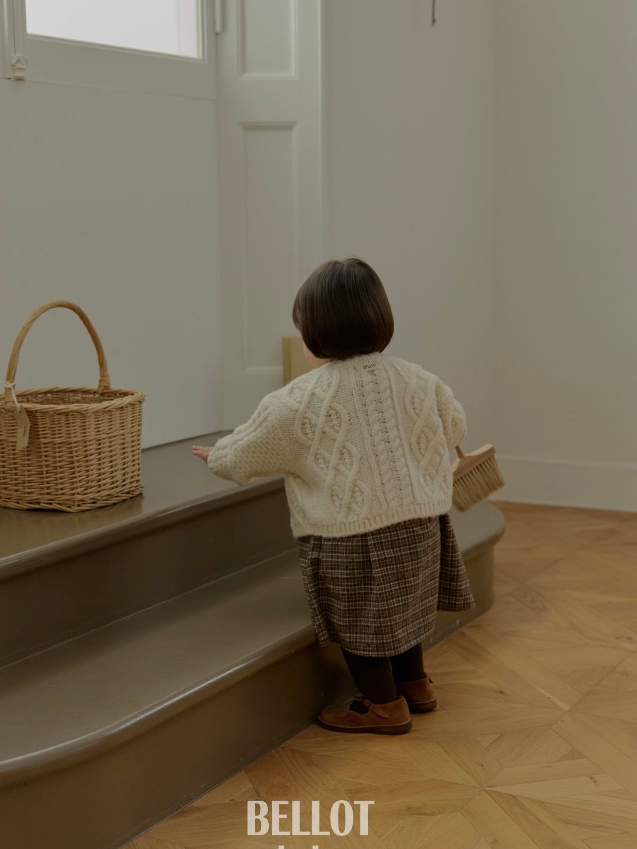 Peach check one piece