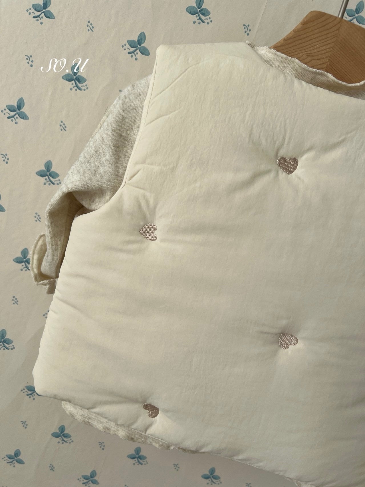 Heart embroidery padding vest