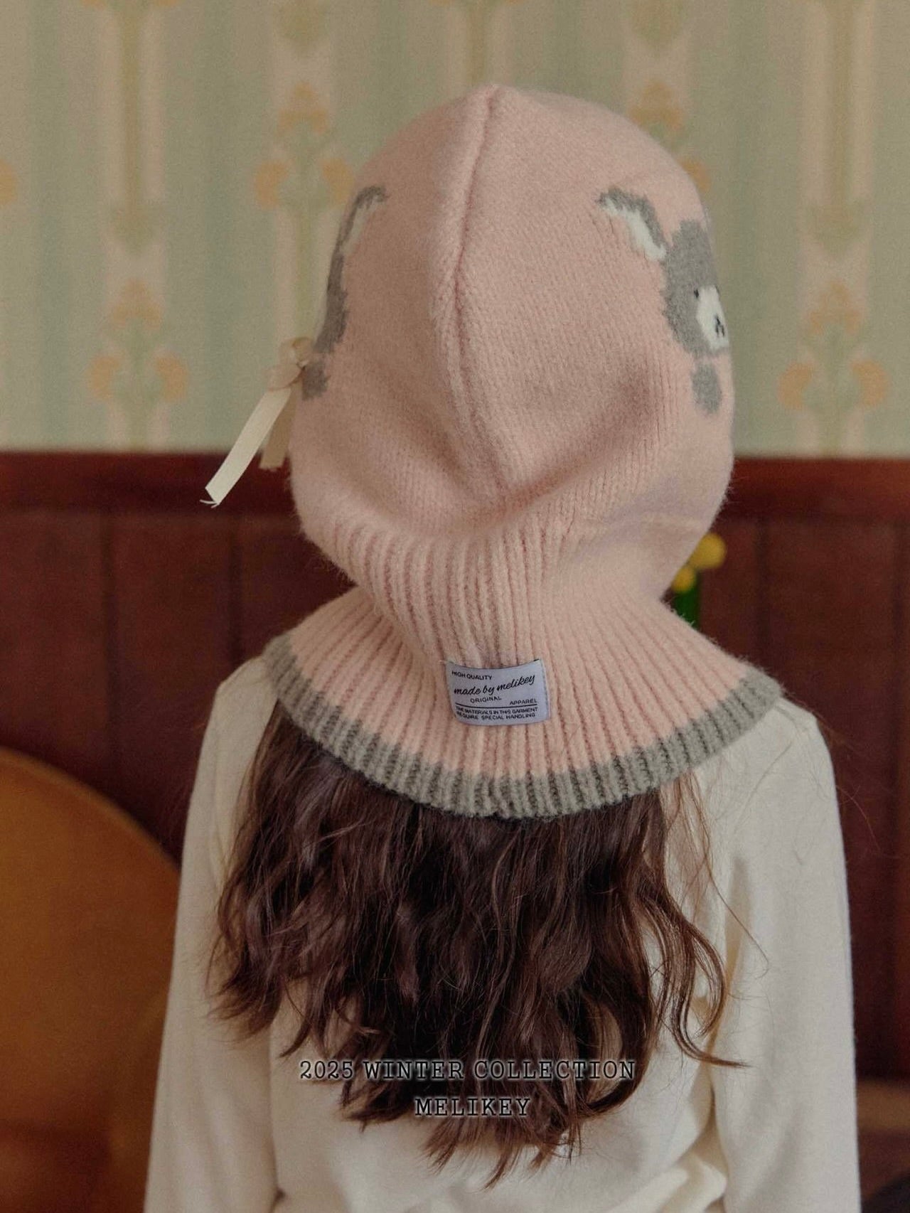 Bunny balaclava (with ribbon brooch)
