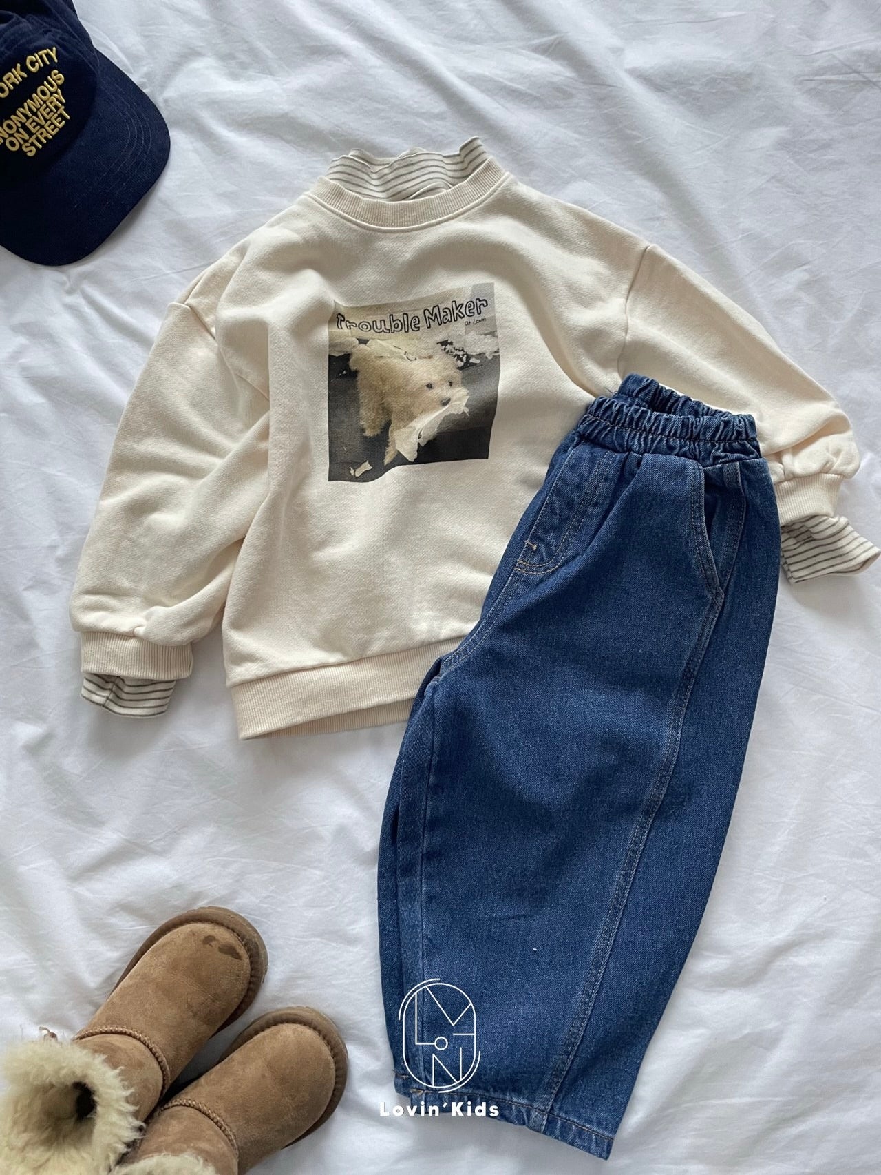 Boy's fit fleece denim pants