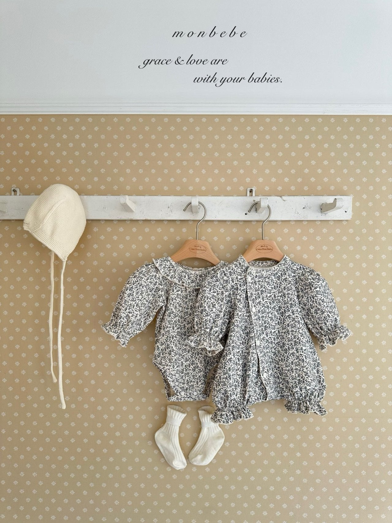 Natural frill rompers