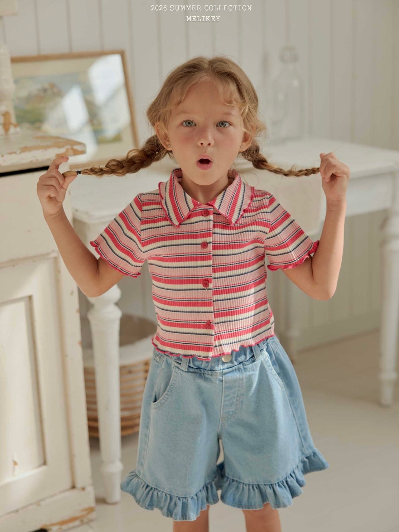 Frill denim pants