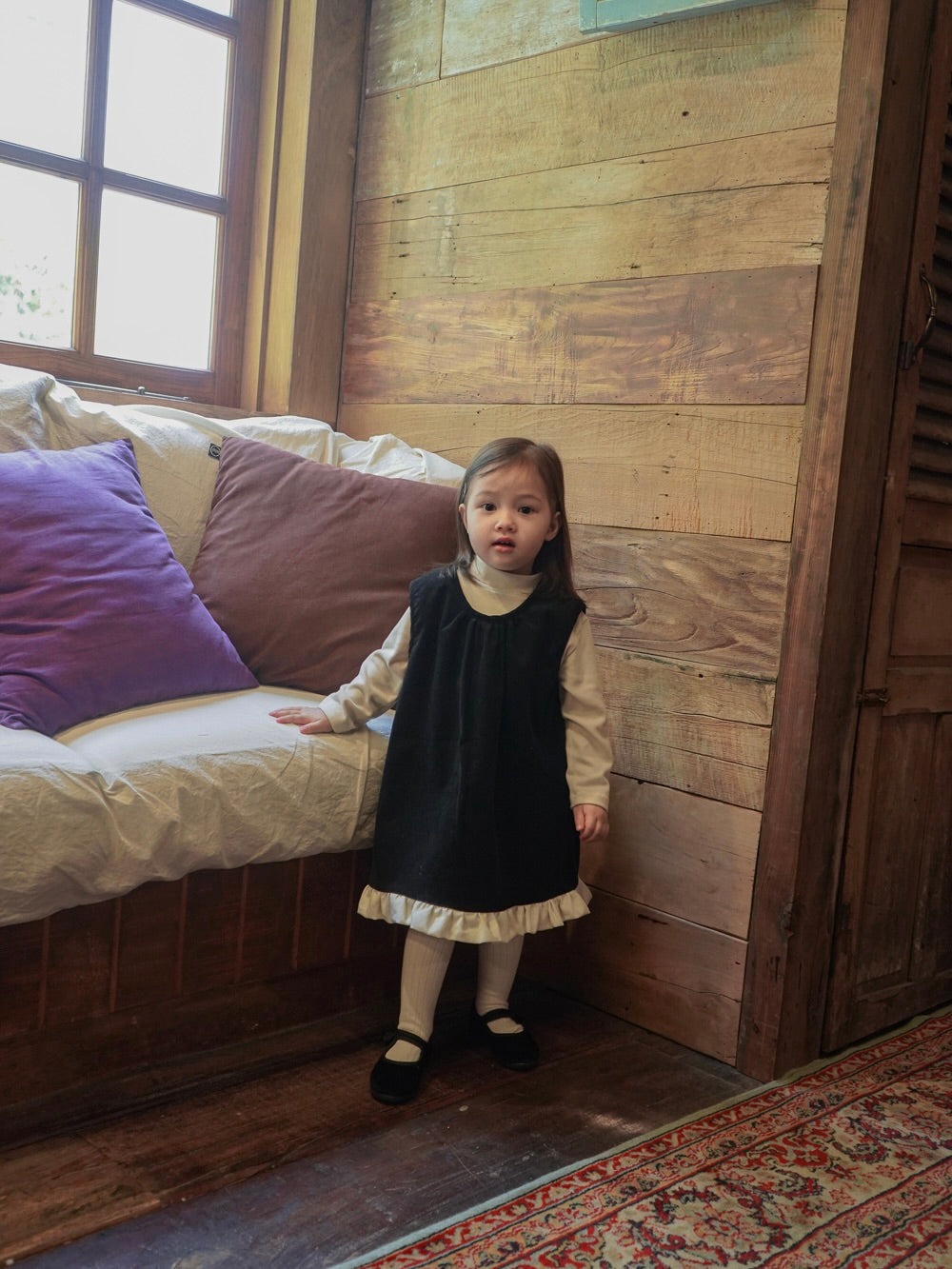 Corduroy frill one piece