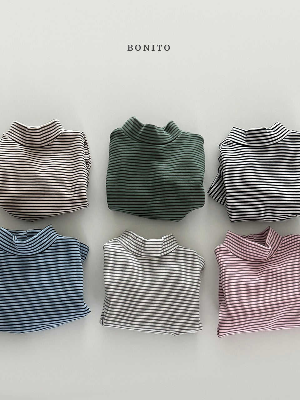 Striped fleece mock neck T-shirt