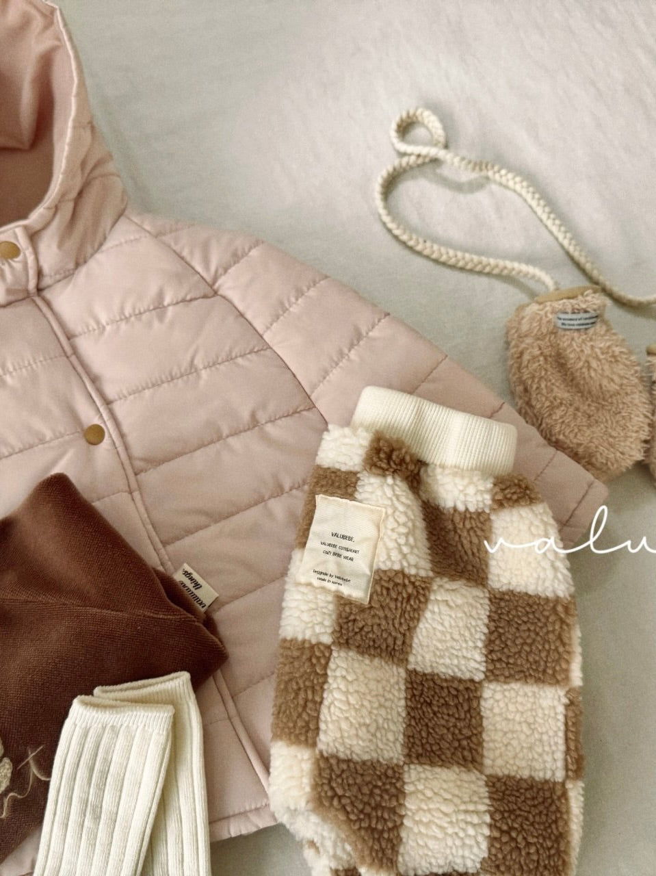 Big check fluffy jogger pants (baby)