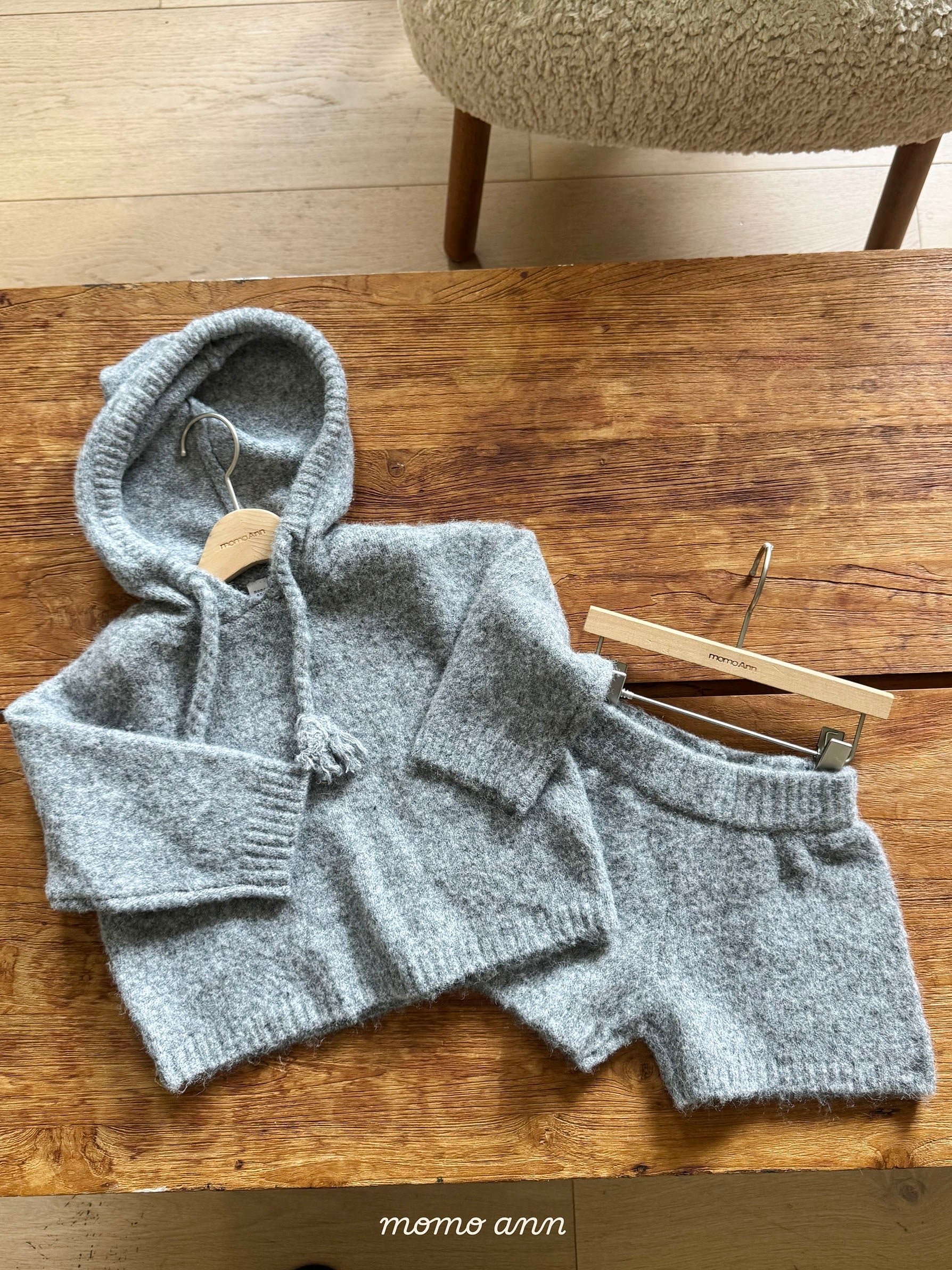 Knit hoodie set (kids and adult)