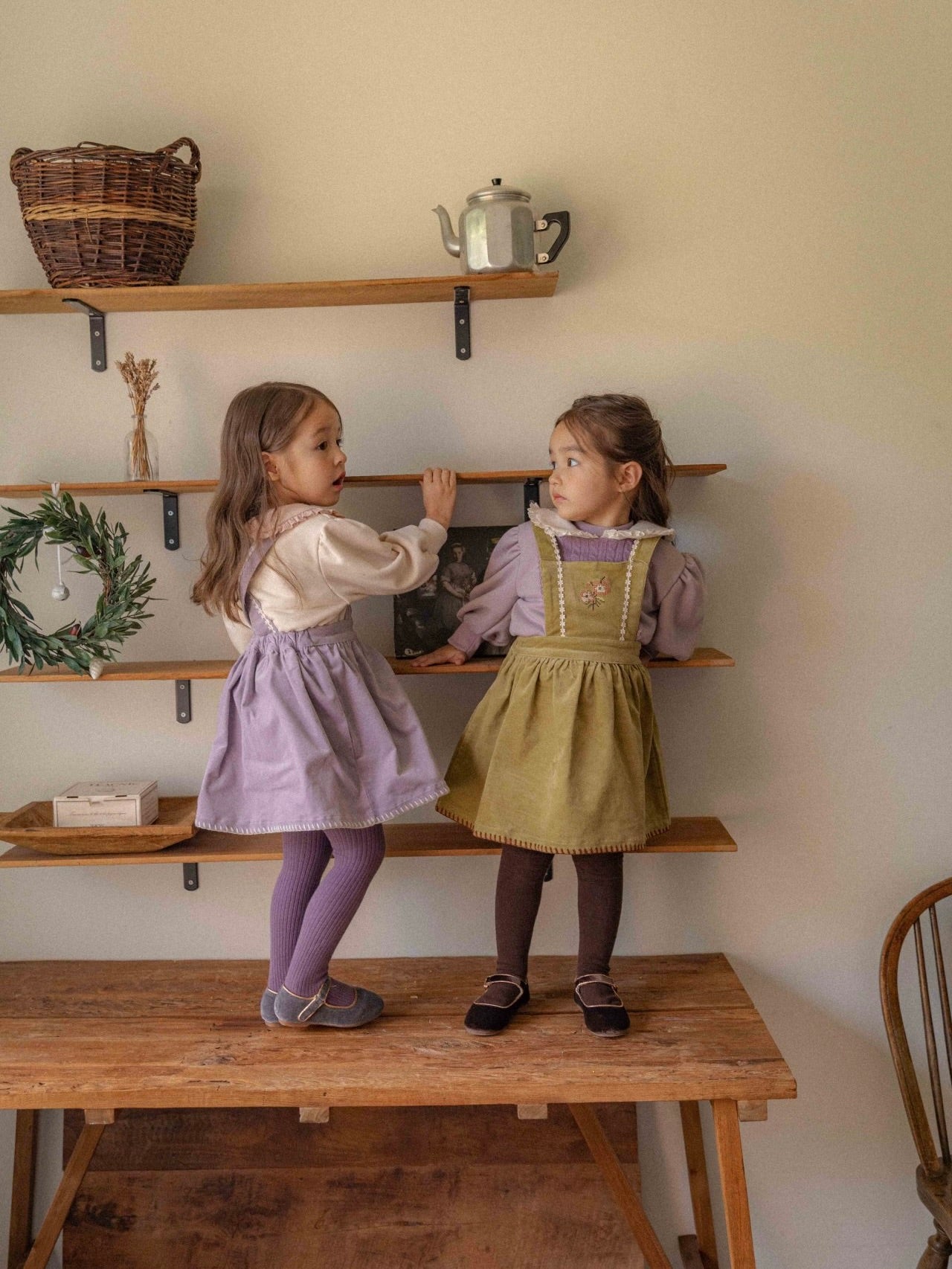 Velour ribbed tights