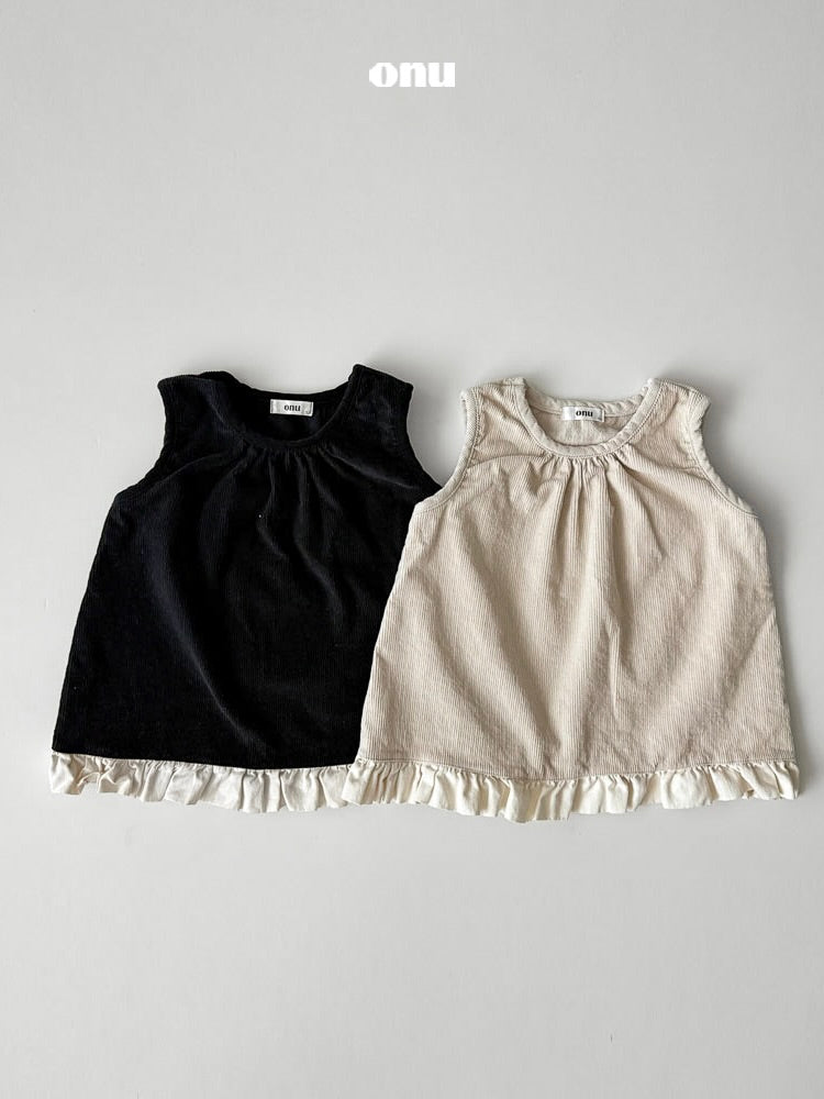 Corduroy frill one piece