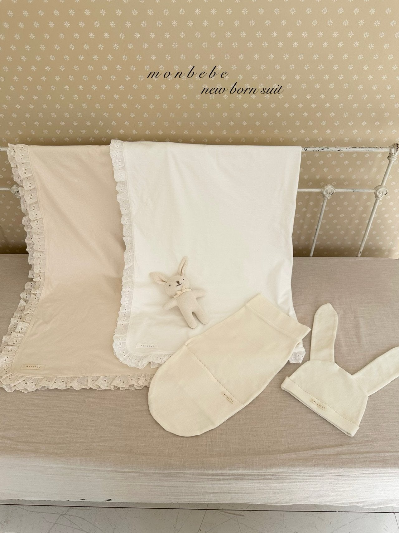 Baby cozy wrap and bunny beanie