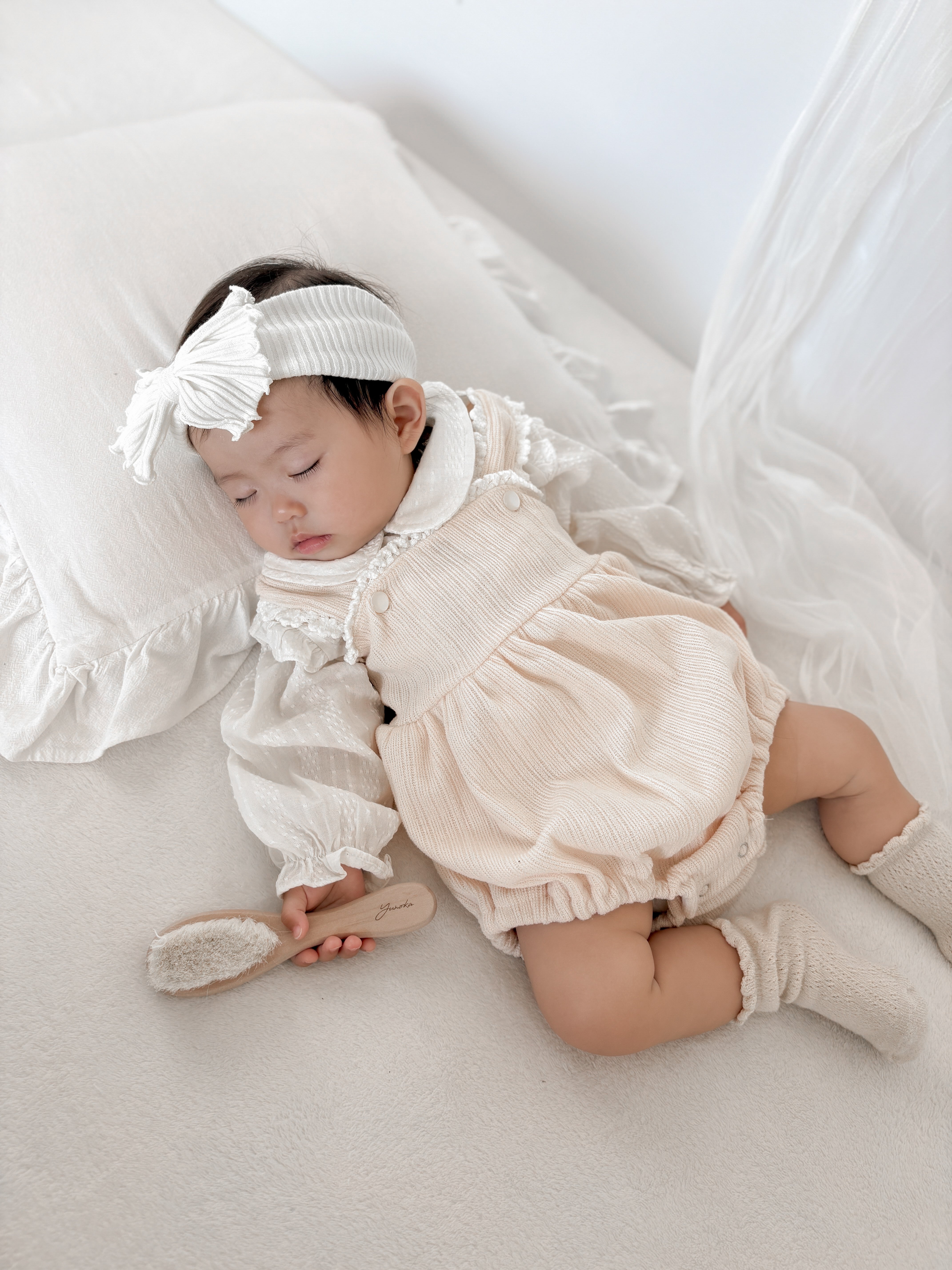 Lumi lace suspender rompers