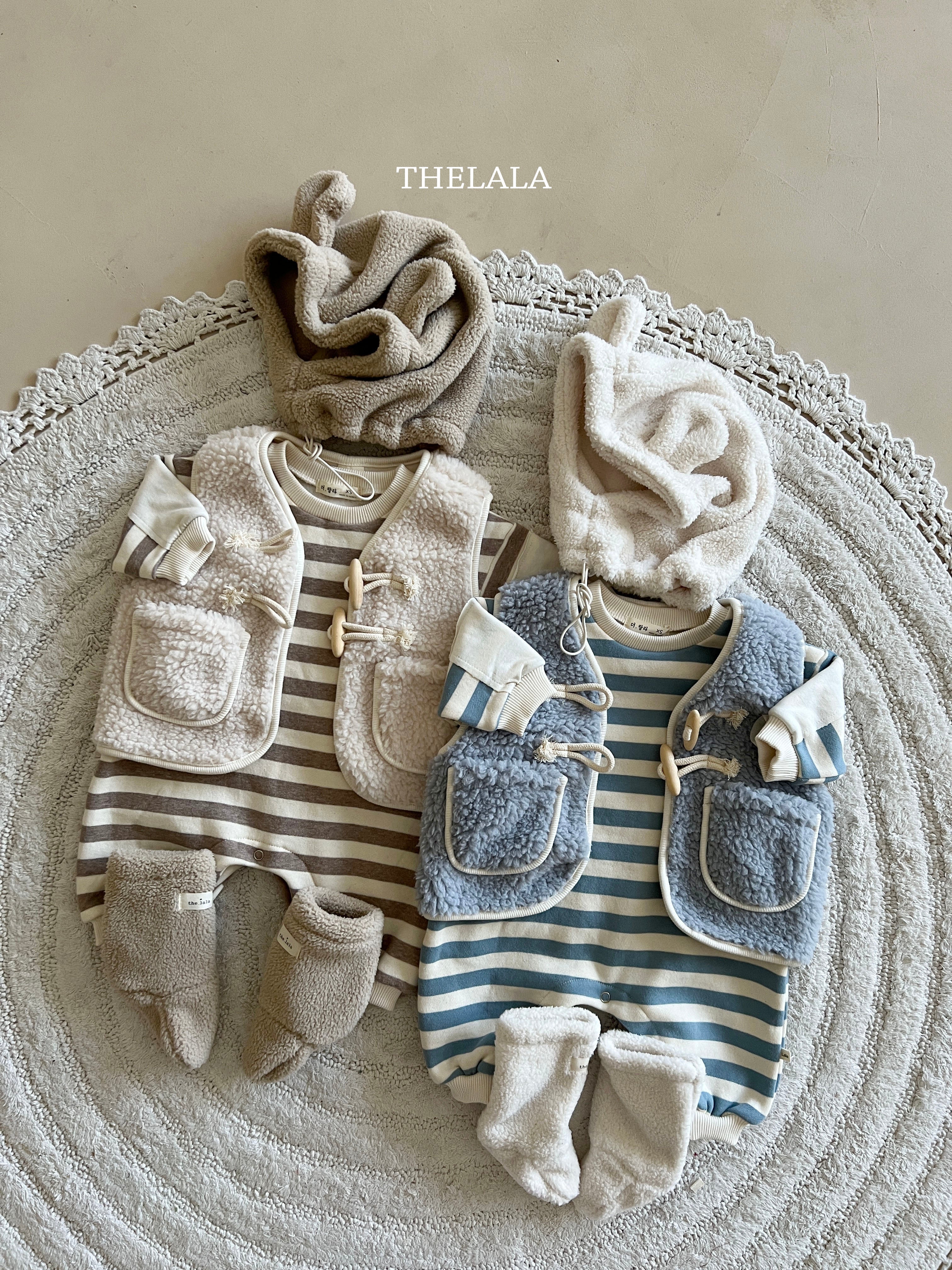 Natural stripe rompers
