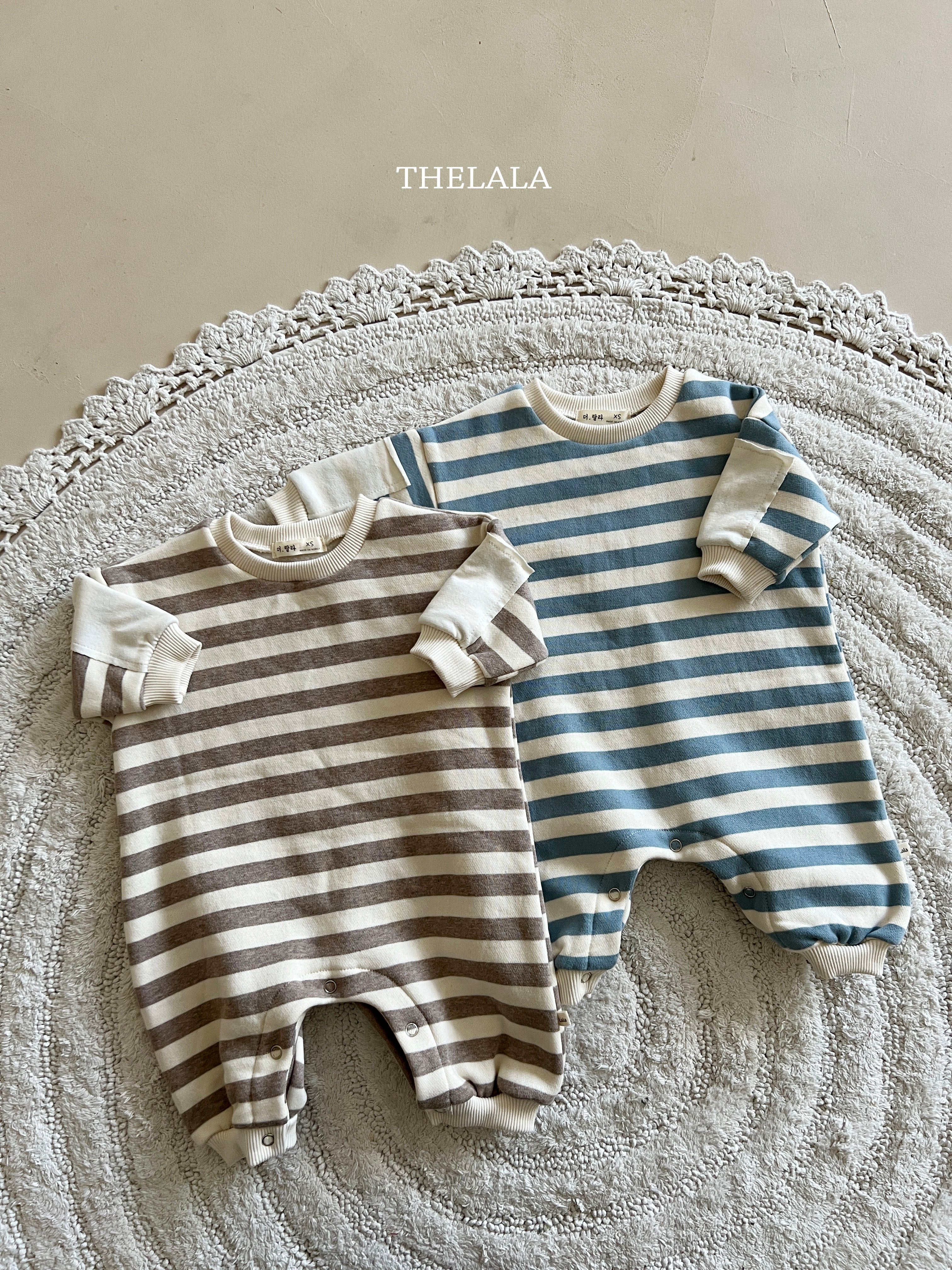 Natural stripe rompers