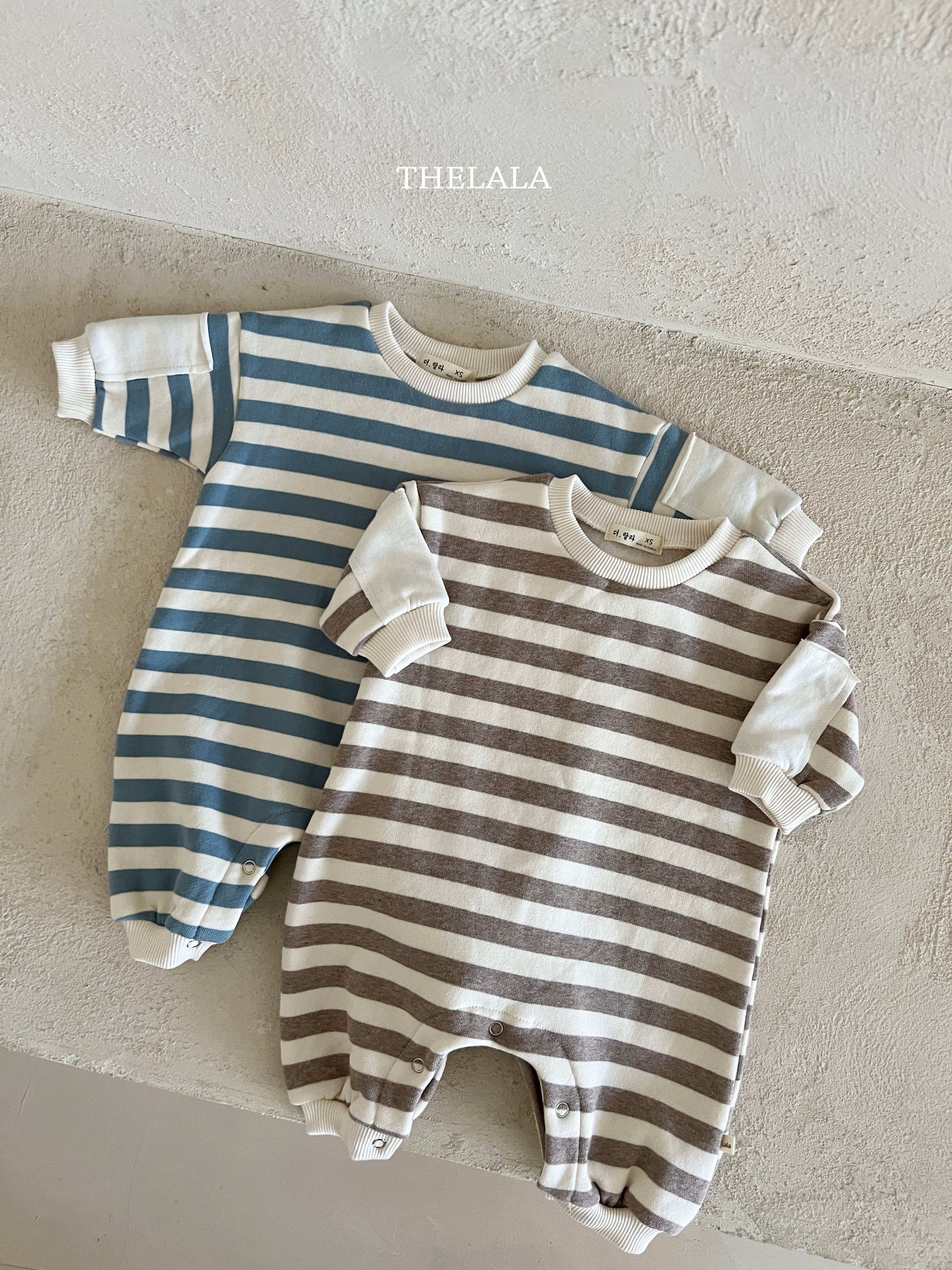 Natural stripe rompers