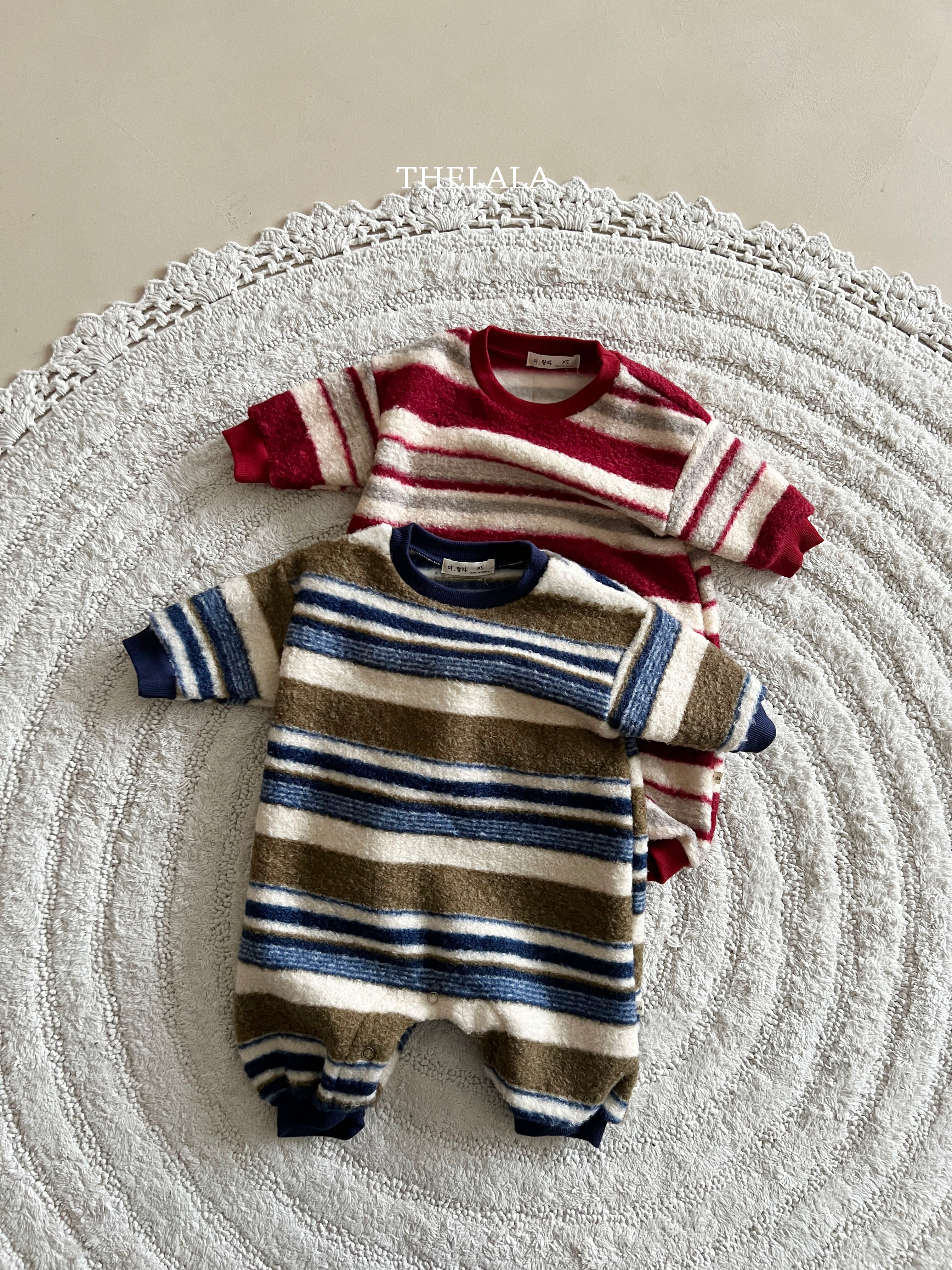 Fuzzy stripe rompers