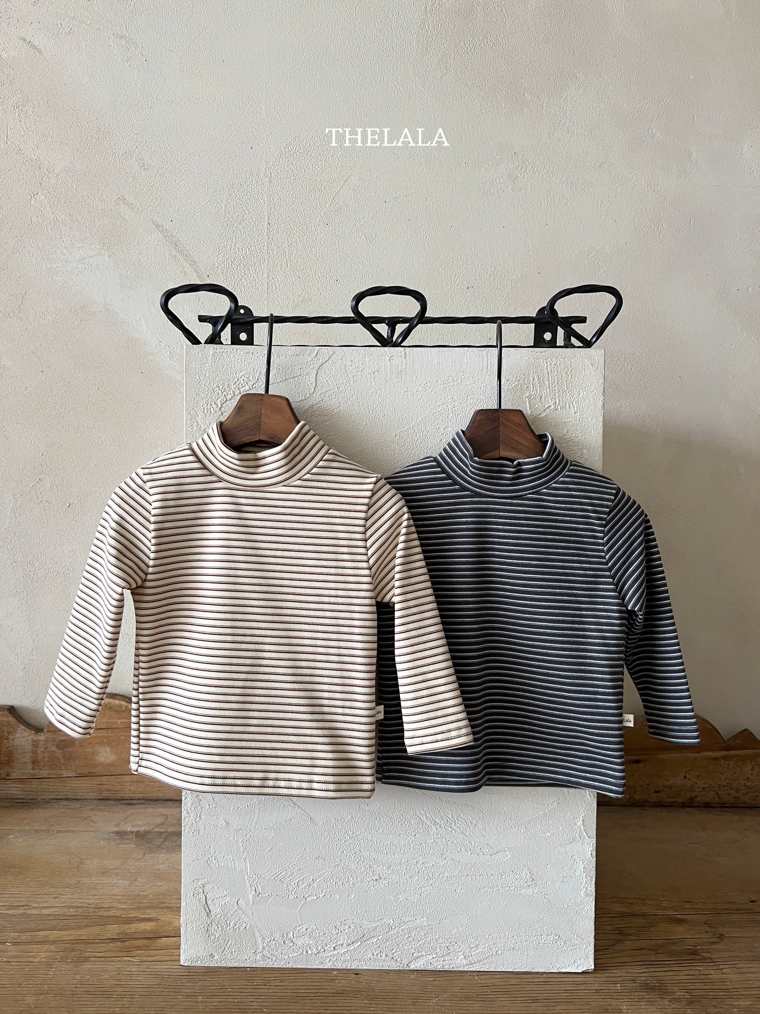 Stripe half neck T