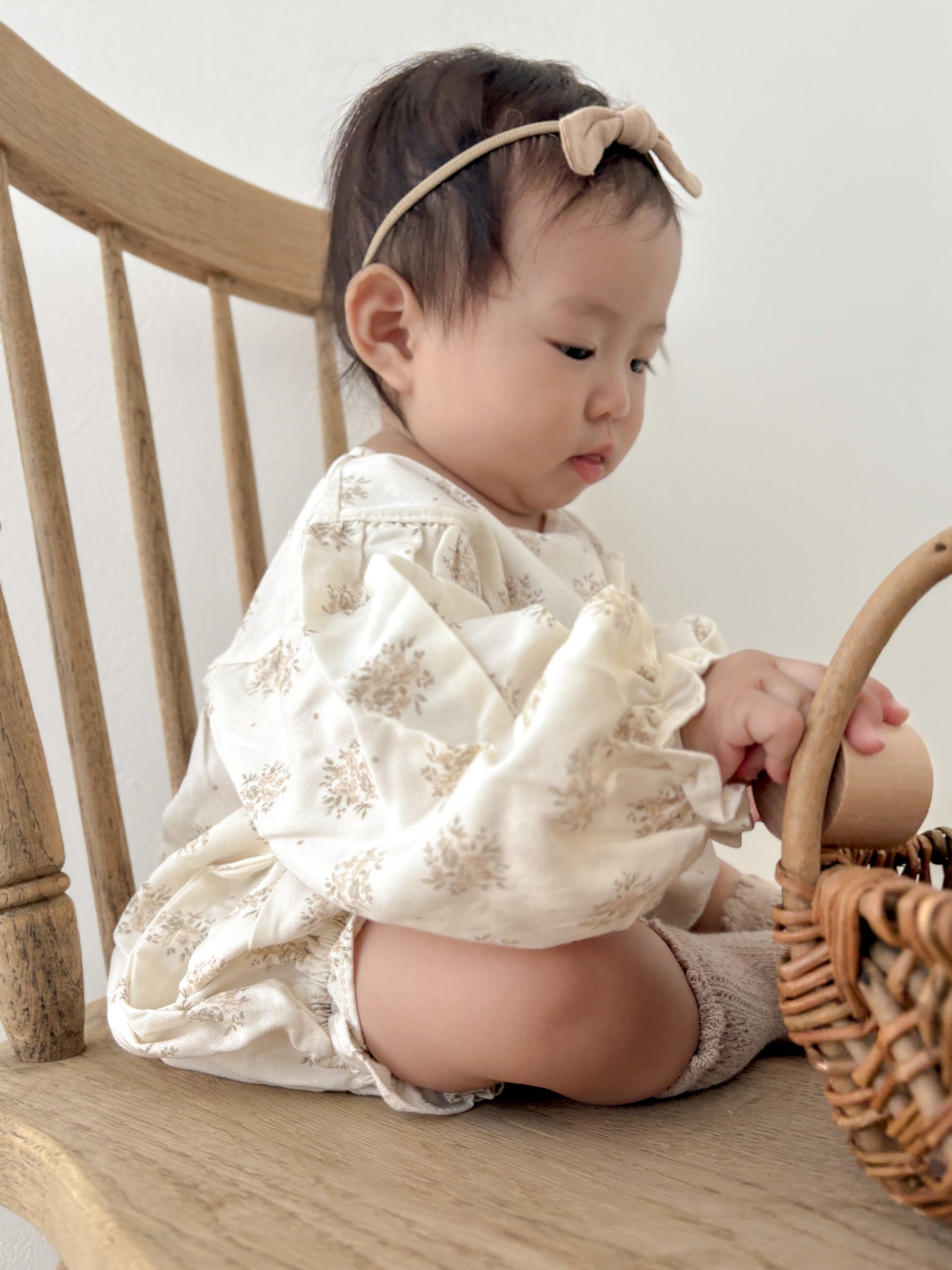 Shirring flower rompers