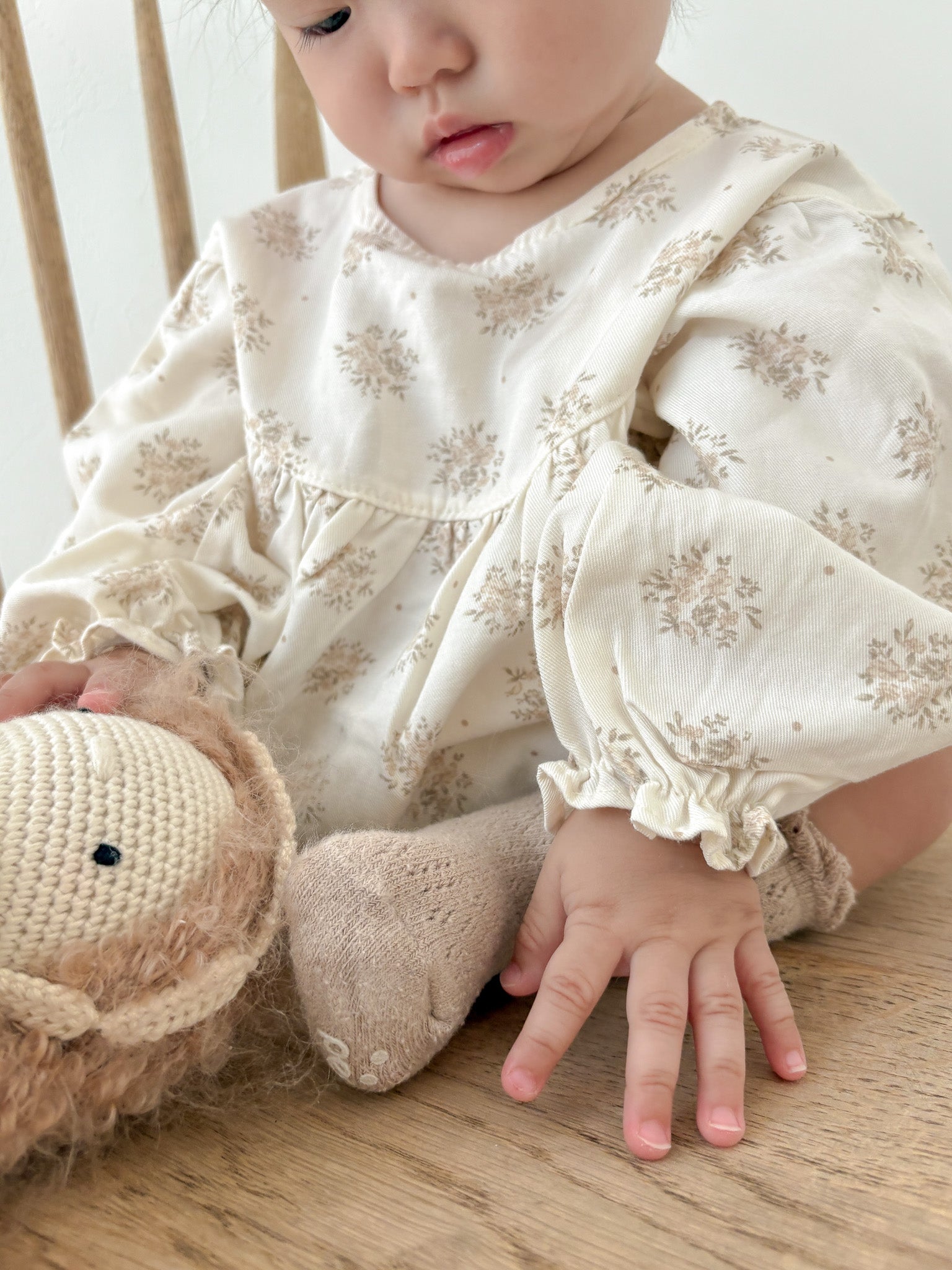 Shirring flower rompers