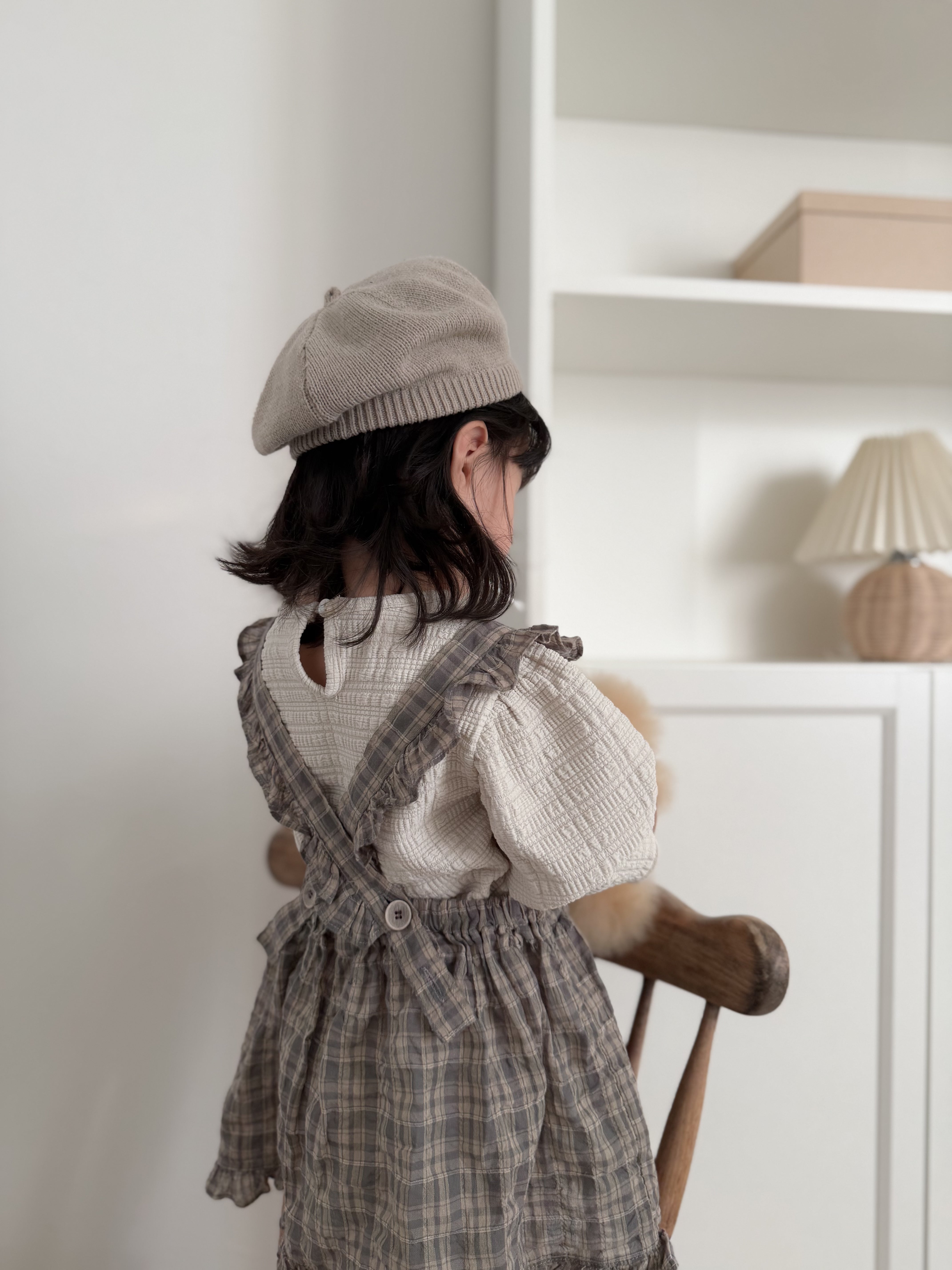 Check frill one piece